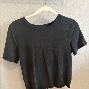 Lululemon Athletica Black Crop T-Shirt Short Sleeve